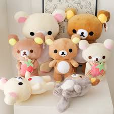 Kawaii Strawberry Rilakkuma Plush Doll Anime Teddy Bear Rilakkuma Bear Dress up Raccoon Plushies Pelcuhe Stuffed Doll Kid