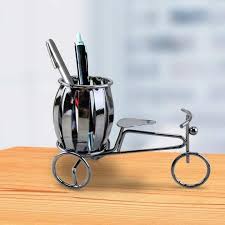 Metal Rickshaw Showpiece and Pen Holder - Colorful Bangladeshi Traditional Decor